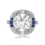 4.22ct Diamond and dou7ble diamond halo with Sapphire Marmora Ring SM3385
