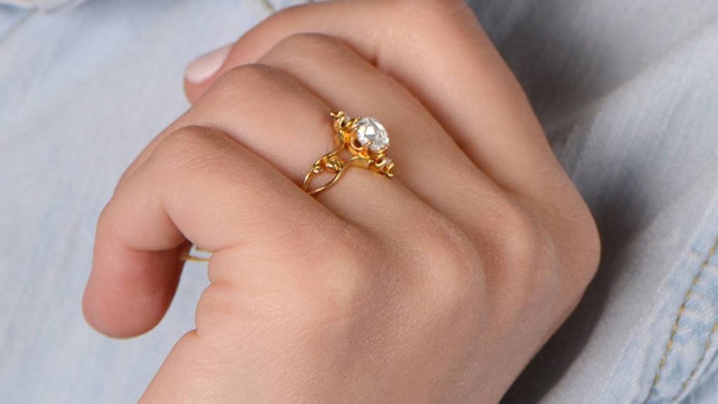 12529 Engagement Ring on Finger without a wedding band