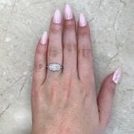 Three-Stone Design Diamond Engagement Ring Hand Picture f1 15733