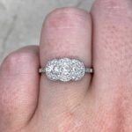 Vintage Old Mine Cut Engagement Ring Front Finger View f2 15733