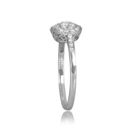 Three Stone ring with a Diamond Halo Hartland Ring 15733