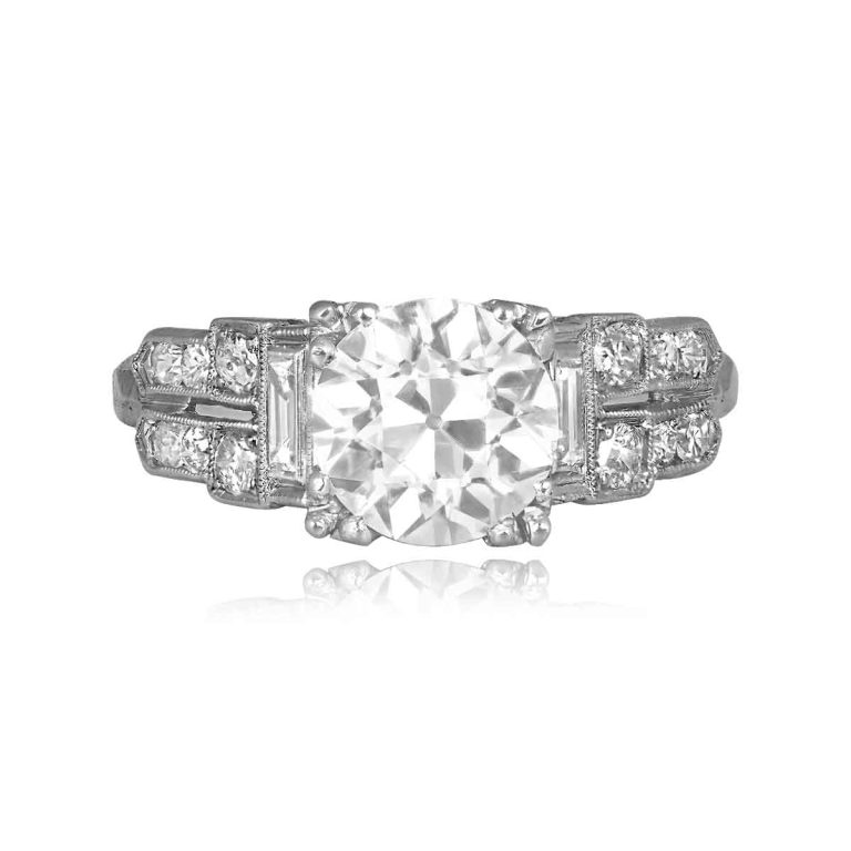 Art Deco GIA 2.08ct Diamond Loag Ring, Circa 1930