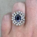 Front Finger View Prong-Set Sapphire Bethera Ring, Circa 1800