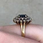 Vintage Sapphire and Diamond Gemstone Ring Side Finger View f4 15811
