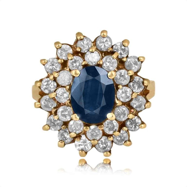 Vintage 1.08ct Oval Sapphire and Diamond Bethera Ring, Circa 1800