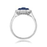 Emerald Cut Sapphire with Double Halo of sapphire and diamonds Aldine Ring 15891