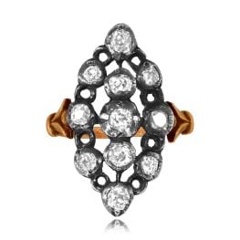 georgian era navette ring silver on yellow gold Sarecta Ring 15833