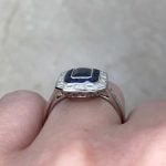 Sapphire Center with Double Halo and Milgrain Details Basket View f3 15891