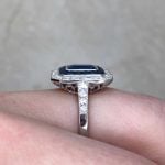 Emerald-Cut Sapphire with Diamonds on Shoulders Side Finger View f4 15891