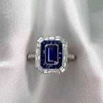 Burma Non-Heated Sapphire with double sapphire and diamond halo white backdrop f5 15891