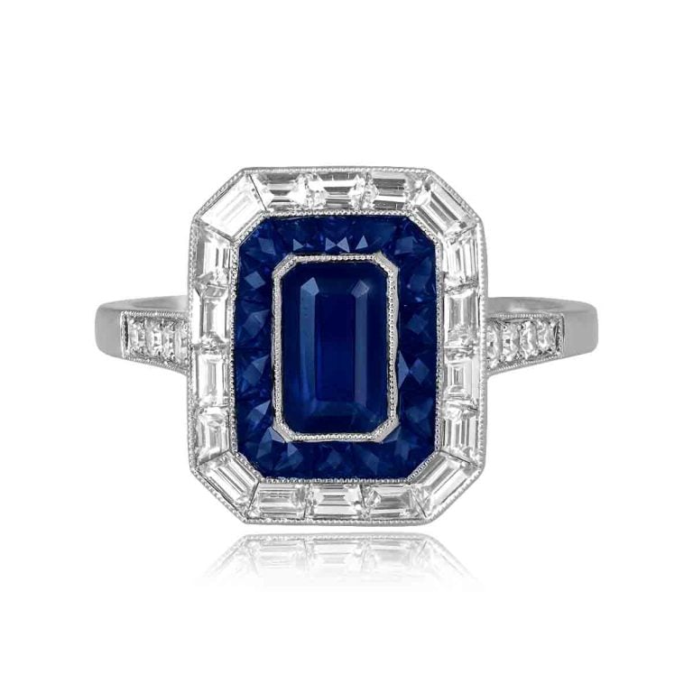GIA Burma Non-Heated Sapphire Double Halo Aldine Ring