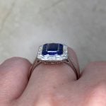 0.89 carats Emerald-Cut Sapphire Center With Double Halo f3 15892