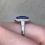 Emerald and Diamond on Platinum Side Finger Willowstone Ring f4 15892