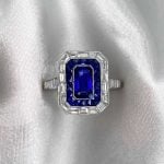 Sapphire Center with Double Halo of Sapphires and Diamonds f5 15892