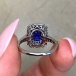 Vintage Sapphire and Diamond Engagement Ring With Openwork Design Back f6 15892