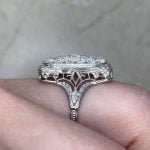 Elongated Diamond Ring with Filigree Designs Side Finger 15893