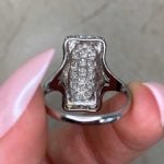 Vintage Design Diamond on Platinum Ring Back f6 15893