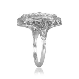 Old European Cut Diamonds in an Elongated design Platinum Barclay Ring15893