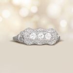 Old European Cut Three-Stone Diamond Filigree Foster Ring 15894 artistic photo