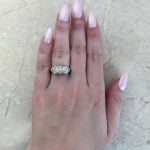 Vintage Three-Stone Diamond Engagement Ring Hand Picture f1 15894
