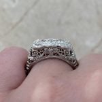 Old European Cut Diamond Scalloped Filigree Design Basket f3 15894