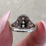 Elongated Diamond Center Set in Platinum Mounting Plainville Ring f6 15895