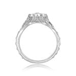 Three-Stone Diamond Elongated Platinum ring with filigree design Plainville Ring 15895