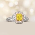 Center Cluster Yellow Diamond Double Halo Aquasco Ring 15896 artistic photo