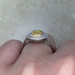 Yellow Diamonds with halo of rose gold diamonds Basket Aquasco Ring f3 15896