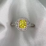 Center Cluster Yellow Diamond Double Halo Aquasco Ring White Backdrop f5 15896
