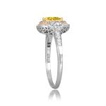 Center Cluster Yellow Diamond Double Halo of pink and white diamonds Aquasco Ring 15896