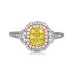 center yellow cluster diamond with double halo ring Aquasco Ring 15896