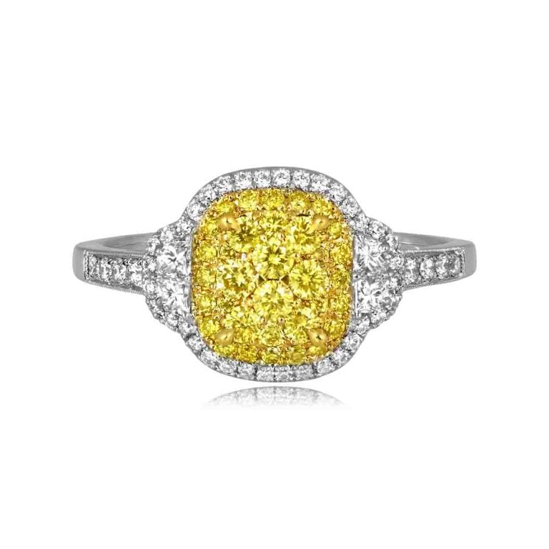 Yellow Diamond Double Halo Wicomico Ring