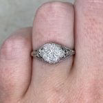 Vintage Diamond on Platinum Filigree Lyme Ring Front Finger View f2 15900