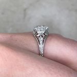 Hexagon Shaped Diamond set in Platinum Side Finger View f4 15900