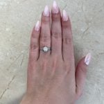 Diamond Cluster on Platinum Vintage Engagement Ring Finger Picture f1 15901