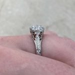 Diamond Cluster Center with Filigree on Platinum Shank Side Finger f4 15901