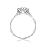 Center Diamond Cluster engraved Platinum Filigree Malcolm Ring 15902