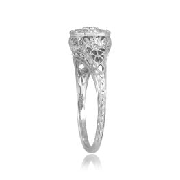 detailed Platinum ring with Center Diamond Cluster Marlton Ring 15903