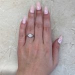 Platinum Filigree Center Diamond Cluster Trappe Ring Hand Picture f1 15904