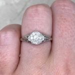 Old European diamond cluster set in shared-prongs f2 15904