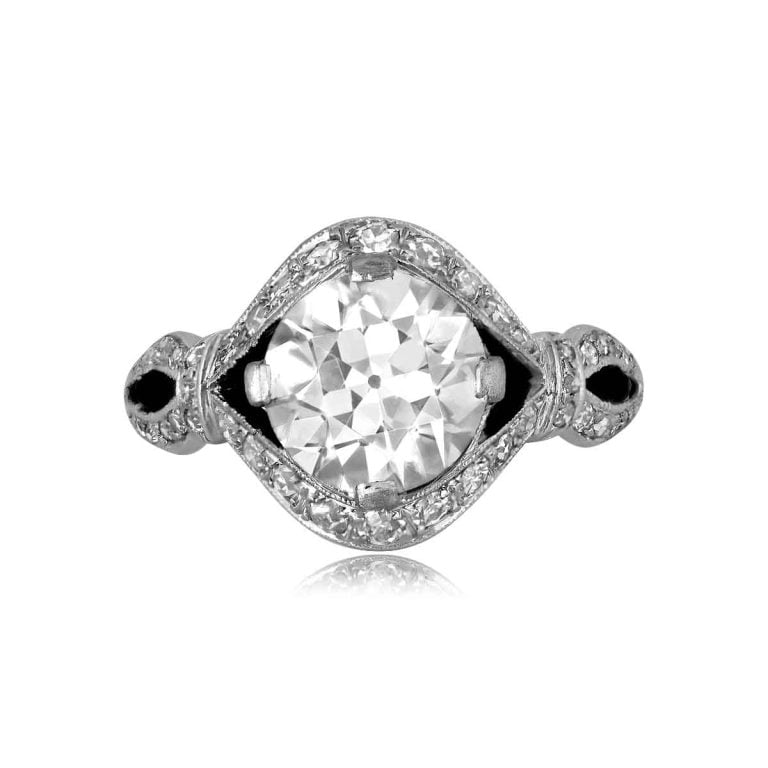 Charlton Art Deco 2.15ct Diamond and Onyx Ring, Circa 1925
