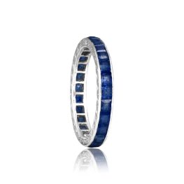 Art Deco Sapphire carre cut Eternity Ripley Band, Circa 1930 2.8mm 15910