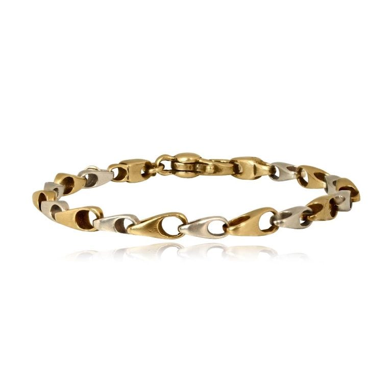 White and Yellow Gold Link Brantley Bracelet