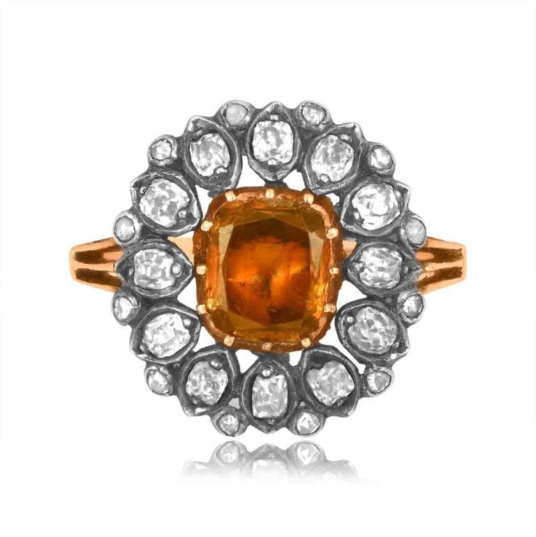 Georgian Era Floral Citrine Carsley Ring, Circa 1810