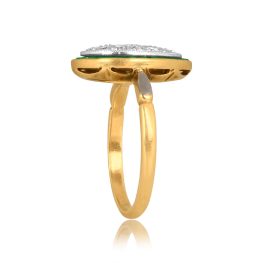 Edwardian French Diamond and Emerald stones elongated ring Canalou Ring, Circa 1910 15936