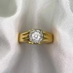 English Edwardian Era Diamond Ring Center White Backdrop f5 15938