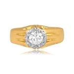 0.55 carat center diamond victorian era ring yellow gold Trio Ring 15938