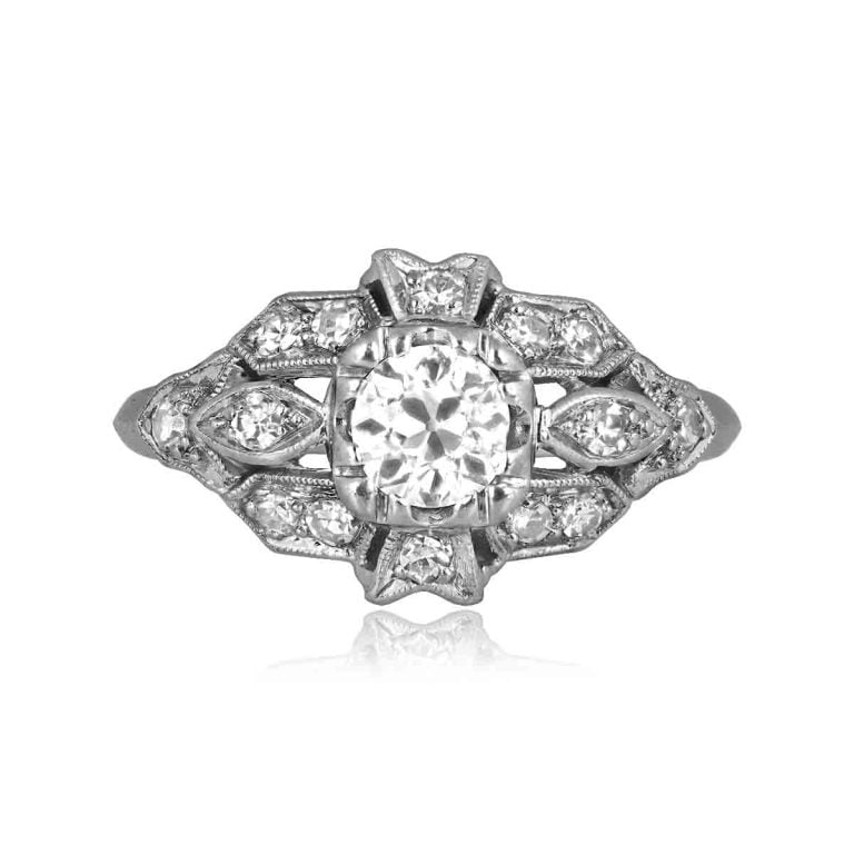 Art Deco Old European Diamond Poston Ring, Circa 1920