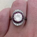 2.19 carat Old European Cut Diamond Engagement Ring Finger 15940 F2